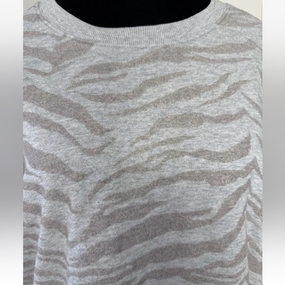 Rails Sweatshirt Top L Marlo Heather Gray Flocked Zebra Double Side Zip Boxy Fit - Picture 5 of 12